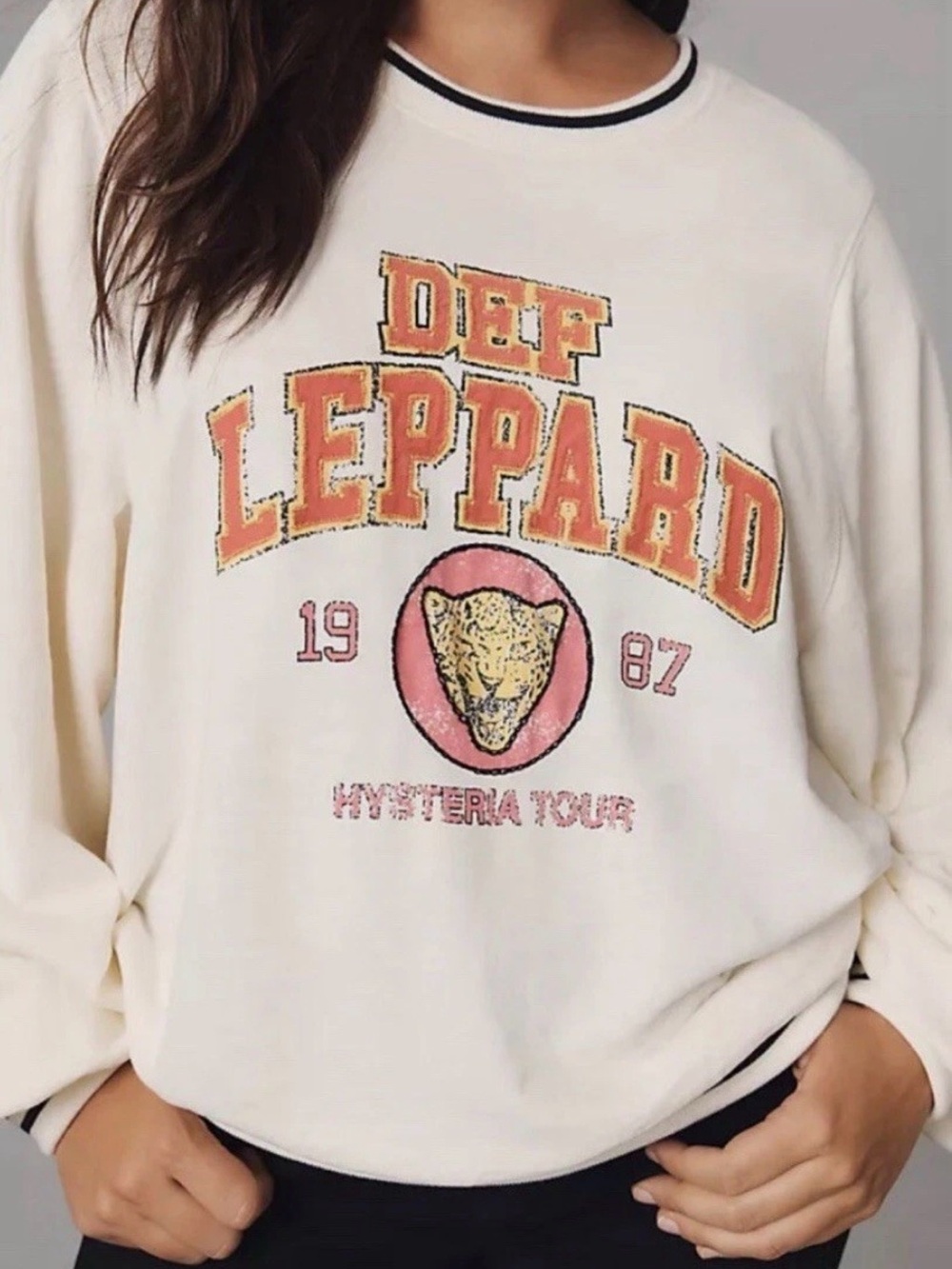 Anthropologie Pilcro Def Leppard Sweatshirt Vintage Style Size Small Oversized